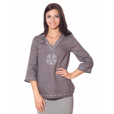 Embroidered tunic "Trypillia" gray